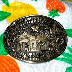 Belt Buckle Wetherford Texas Solid Brass